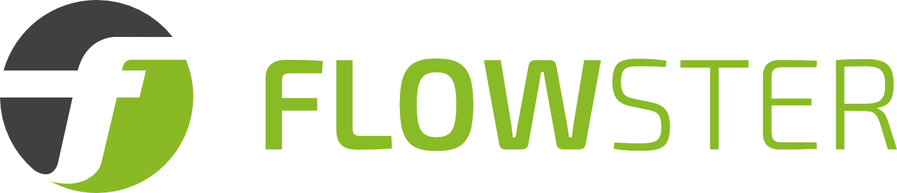 sac_partnerlogo_flowster Logo von Flowster Partner von SAC GmbH, auf der linken Seite ein Kreis durch dessen Mitte ein weißes S verläuft. Der freie raum rechts ist grau und der linke Bereich hellgrün.