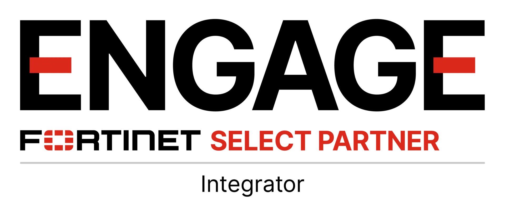 fortinet-engage-partner-program-sp-i-logo-rgb-black-red Der Banner zeigt den Partnerstatus von SAC bei Fortinet. Ausgeschrieben steht dort: Engage, Fortinet Select Partner, Integrator